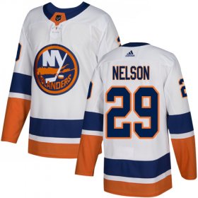Wholesale Cheap Adidas Islanders #29 Brock Nelson White Road Authentic Stitched NHL Jersey