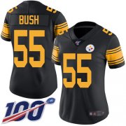 Wholesale Cheap Nike Steelers #55 Devin Bush Black Women's Stitched NFL Limited Rush 100th Season Jersey