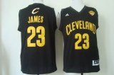 Wholesale Cheap Men's Cleveland Cavaliers #23 LeBron James 2015 The Finals Black With Gold Jersey