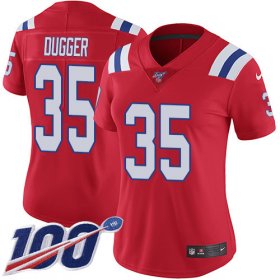 Wholesale Cheap Nike Patriots #35 Kyle Dugger Red Alternate Women\'s Stitched NFL 100th Season Vapor Untouchable Limited Jersey