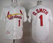 Wholesale Cheap Mitchell And Ness 1992 Cardinals #1 Ozzie Smith White Stitched MLB Jersey