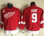 Wholesale Cheap Red Wings #9 Gordie Howe Red CCM Throwback Stitched Youth NHL Jersey