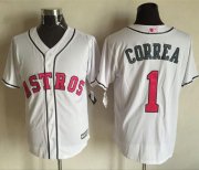 Wholesale Cheap Astros #1 Carlos Correa White New Cool Base Mother's Day Stitched MLB Jersey