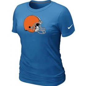 Wholesale Cheap Women\'s Nike Cleveland Browns Logo NFL T-Shirt Light Blue