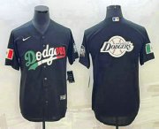 Cheap Men's Los Angeles Dodgers Big Logo Mexico Black Cool Base Stitched Baseball Jersey9