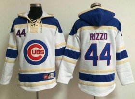 Wholesale Cheap Cubs #44 Anthony Rizzo White Sawyer Hooded Sweatshirt MLB Hoodie