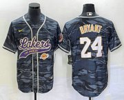 Wholesale Cheap Men's Los Angeles Lakers #24 Kobe Bryant Black Camo With Patch Cool Base Stitched Baseball Jersey1
