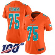 Wholesale Cheap Nike Dolphins #75 Ereck Flowers Orange Women's Stitched NFL Limited Inverted Legend 100th Season Jersey