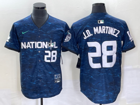 Wholesale Cheap Men\'s Los Angeles Dodgers #28 JD Martinez Number Royal 2023 All Star Cool Base Stitched Baseball Jersey