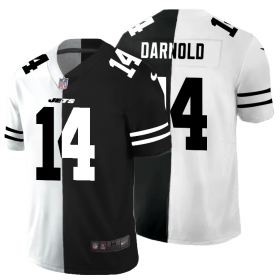 Cheap New York Jets #14 Sam Darnold Men\'s Black V White Peace Split Nike Vapor Untouchable Limited NFL Jersey