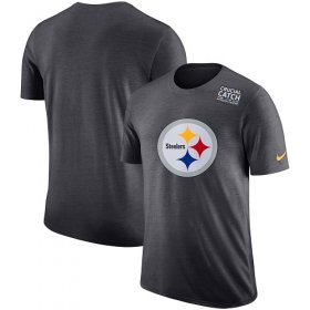 Wholesale Cheap NFL Men\'s Pittsburgh Steelers Nike Anthracite Crucial Catch Tri-Blend Performance T-Shirt