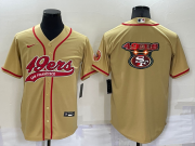 Wholesale Cheap Men's San Francisco 49ers Gold Team Big Logo With Patch Cool Base Stitched Baseball Jersey