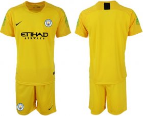 Wholesale Cheap Manchester City Blank Yellow Goalkeeper Soccer Club Jersey