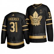 Wholesale Cheap Adidas Maple Leafs #31 Frederik Andersen Men's 2019 Black Golden Edition OVO Branded Stitched NHL Jersey