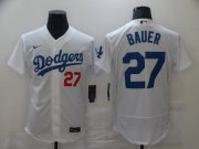 Wholesale Cheap Men's Los Angeles Dodgers #27 Trevor Bauer White Stitched MLB Flex Base Nike Jersey