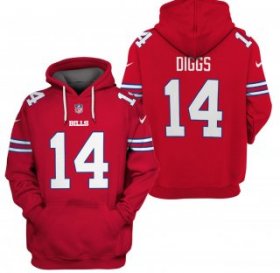 Wholesale Cheap Men\'s Red Buffalo Bills #14 Stefon Diggs 2021 Pullover Hoodie