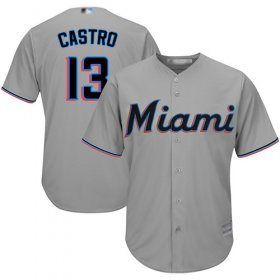 Wholesale Cheap Marlins #13 Starlin Castro Grey Cool Base Stitched Youth MLB Jersey