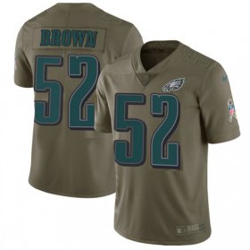 Wholesale Cheap Nike Eagles #52 Asantay Brown Olive Men\'s Stitched NFL Limited 2017 Salute To Service Jersey