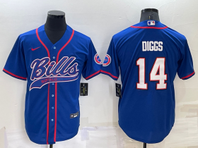 Wholesale Men\'s Buffalo Bills #14 Stefon Diggs Blue Stitched Cool Base Nike Baseball Jersey