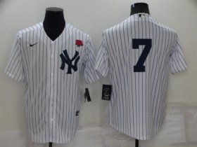 Wholesale Cheap Men\'s New York Yankees #7 Mickey Mantle White No Name Stitched Rose Nike Cool Base Throwback Jersey