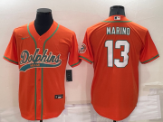 Wholesale Cheap Men's Miami Dolphins #13 Dan Marino Orange Stitched Cool Base Nike Baseball Jersey
