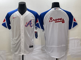 Wholesale Cheap Men\'s Atlanta Braves Big Logo White 2023 City Connect Flex Base Stitched Baseball Jersey