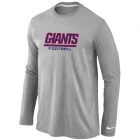Wholesale Cheap Nike New York Giants Authentic Font Long Sleeve T-Shirt Grey