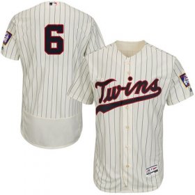 Wholesale Cheap Twins #6 Tony Oliva Cream Strip Flexbase Authentic Collection Stitched MLB Jersey