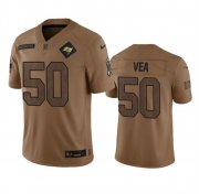 Cheap Men's Tampa Bay Buccaneers #50 Vita Vea 2023 Brown Salute To Service Limited Football Stitched Jersey