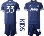 Wholesale Cheap Youth 2020-2021 club Juventus away blue 33 Soccer Jerseys