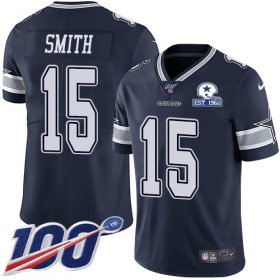 Wholesale Cheap Nike Cowboys #15 Devin Smith Navy Blue Team Color Men\'s Stitched With Established In 1960 Patch NFL 100th Season Vapor Untouchable Limited Jersey