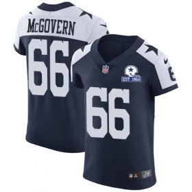 Wholesale Cheap Nike Cowboys #66 Connor McGovern Navy Blue Thanksgiving Men\'s Stitched With Established In 1960 Patch NFL Vapor Untouchable Throwback Elite Jersey