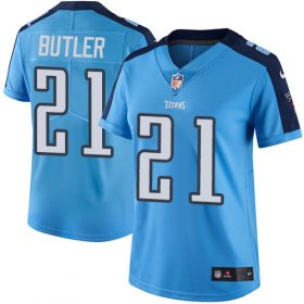Wholesale Cheap Nike Titans #21 Malcolm Butler Light Blue Women\'s Stitched NFL Limited Rush Jersey