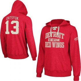 Wholesale Cheap CCM Detroit Red Wings #13 Pavel Datsyuk Red Lace Up Hoodie