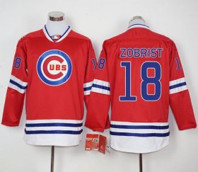 Wholesale Cheap Cubs #18 Ben Zobrist Red Long Sleeve Stitched MLB Jersey
