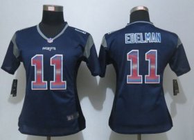 Wholesale Cheap Nike Patriots #11 Julian Edelman Navy Blue Team Color Women\'s Stitched NFL Elite Strobe Jersey