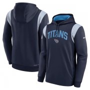 Wholesale Cheap Men's Tennessee Titans Navy Sideline Stack Performance Pullover Hoodie