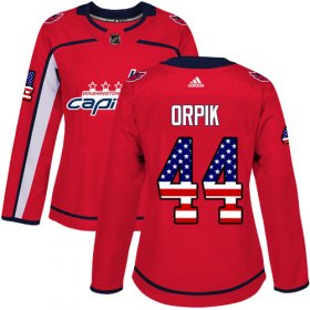 Wholesale Cheap Adidas Capitals #44 Brooks Orpik Red Home Authentic USA Flag Women\'s Stitched NHL Jersey