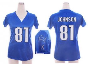 Wholesale Cheap Nike Lions #81 Calvin Johnson Light Blue Team Color Draft Him Name & Number Top Women\'s Stitched NFL Elite Jersey