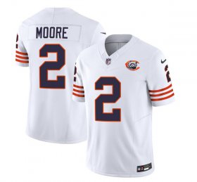 Men\'s Chicago Bears #2 DJ Moore White 2023 F.U.S.E. Throwback Limited Football Stitched Game Jersey