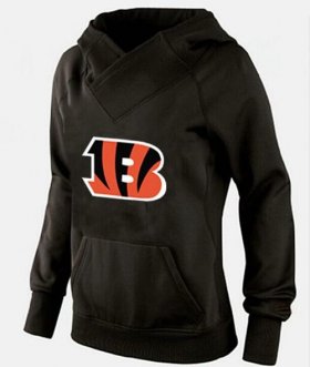 Wholesale Cheap Women\'s Cincinnati Bengals Logo Pullover Hoodie Black-1
