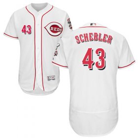 Wholesale Cheap Reds #43 Scott Schebler White Flexbase Authentic Collection Stitched MLB Jersey