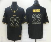 Wholesale Cheap Men's Pittsburgh Steelers #22 Najee Harris Black 100th Season Golden Edition Jersey