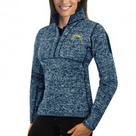 Wholesale Cheap Los Angeles Chargers Antigua Women\'s Fortune Half-Zip Sweater Heather Navy