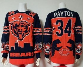 Wholesale Cheap Nike Bears #34 Walter Payton Orange/Navy Blue Men\'s Ugly Sweater