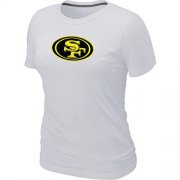 Wholesale Cheap Women's San Francisco 49ers Neon Logo Charcoal T-Shirt White