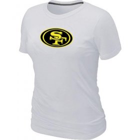 Wholesale Cheap Women\'s San Francisco 49ers Neon Logo Charcoal T-Shirt White