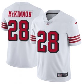 Wholesale Cheap Nike 49ers #28 Jerick McKinnon White Rush Youth Stitched NFL Vapor Untouchable Limited Jersey
