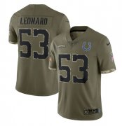 Wholesale Cheap Men's Indianapolis Colts #53 Shaquille Leonard 2022 Olive Salute To Service Limited Stitched Jersey