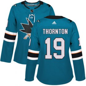 Wholesale Cheap Adidas Sharks #19 Joe Thornton Teal Home Authentic Women\'s Stitched NHL Jersey